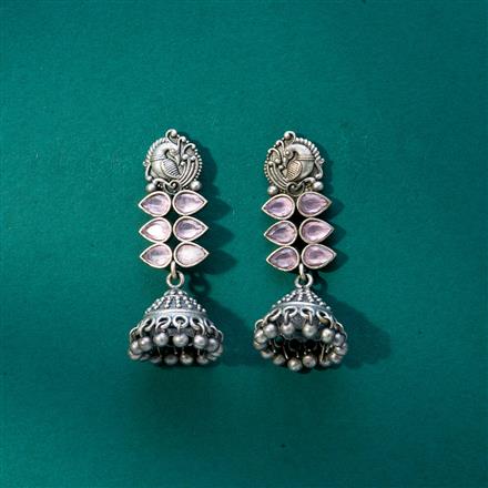 Peacock Earring With Oxidised Plating