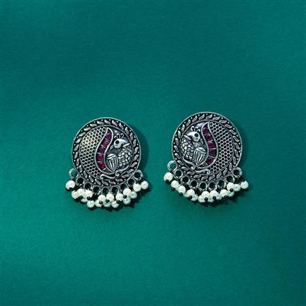 Peacock Earring With Oxidised Plating
