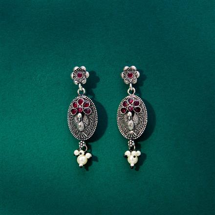Peacock Earring With Oxidised Plating