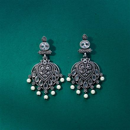 Peacock Earring With Oxidised Plating