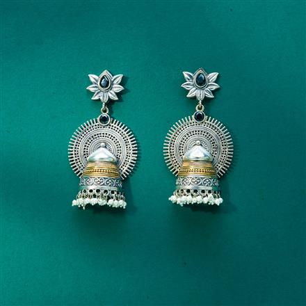 Oxidised Classic Earring With 2 Tone Plating