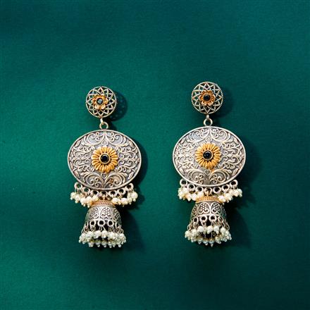 Oxidised Jhumki With 2 Tone Plating