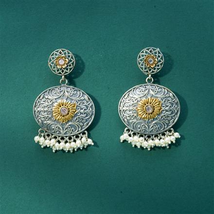 Oxidised Classic Earring With 2 Tone Plating