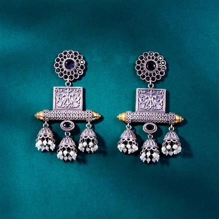 Peacock Jhumki With Oxidised Plating