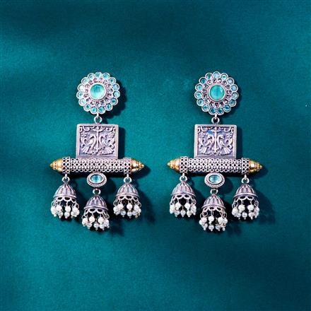 Peacock Jhumki With Oxidised Plating