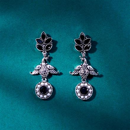 Peacock Earring With Oxidised Plating