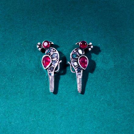 Peacock Earring With Oxidised Plating