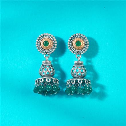 Oxidised Jhumki With 2 Tone Plating