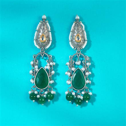 Oxidised Beads Earring With 2 Tone Plating