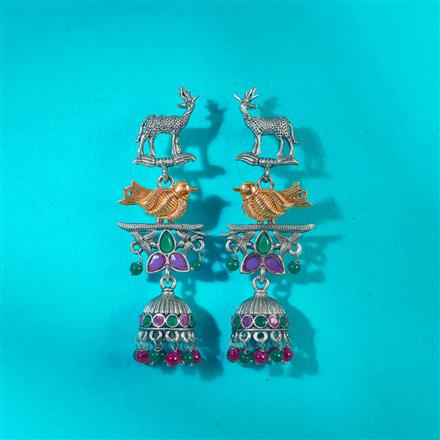 Oxidised Jhumki With 2 Tone Plating