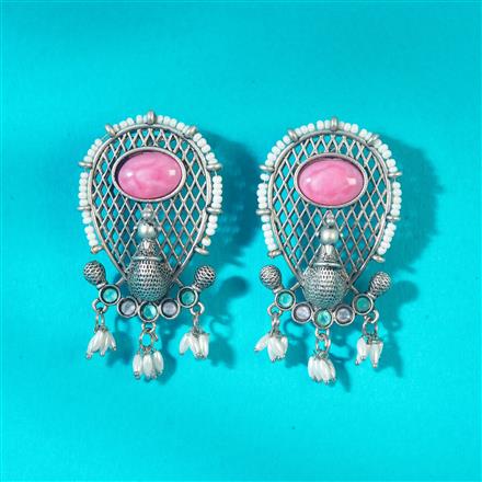 Peacock Earring With Oxidised Plating