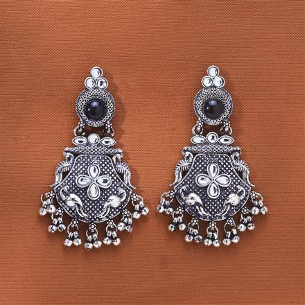 Peacock Earring With Oxidised Plating
