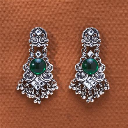 Peacock Earring With Oxidised Plating