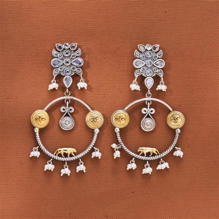 Oxidised German Silver Earring With 2 Tone Plating