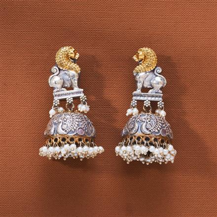 Oxidised Jhumki With 2 Tone Plating