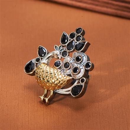 Oxidised Peacock Ring With 2 Tone Plating