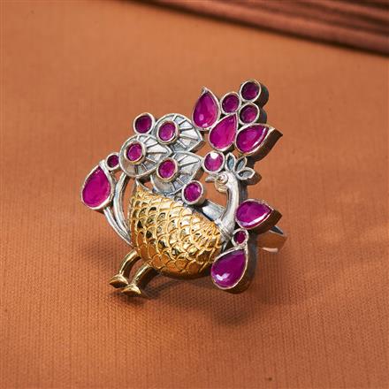 Oxidised Peacock Ring With 2 Tone Plating