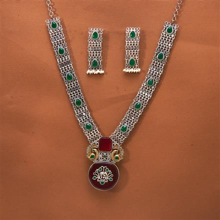 Oxidised Peacock Necklace With 2 Tone Plating