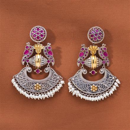 Oxidised German Silver Earring With 2 Tone Plating