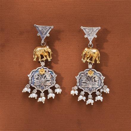 Oxidised German Silver Earring With 2 Tone Plating