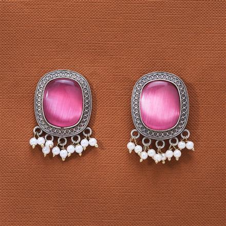 Moti Earring With Oxidised Plating