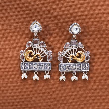 Oxidised Peacock Earring With 2 Tone Plating