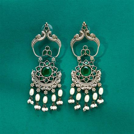 Peacock Earring With Oxidised Plating