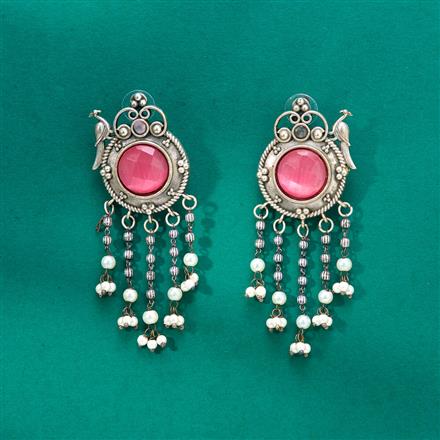 Peacock Earring With Oxidised Plating