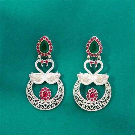 Peacock Earring With Oxidised Plating