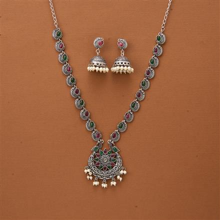 Peacock Necklace With Oxidised Plating