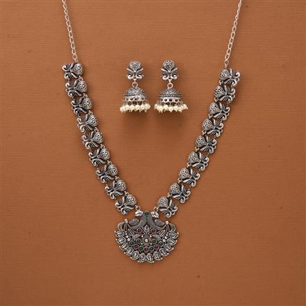 Peacock Necklace With Oxidised Plating