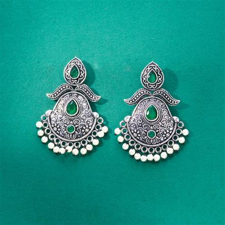 Stone Earring With Oxidised Plating