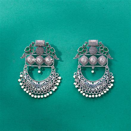 Peacock Earring With Oxidised Plating