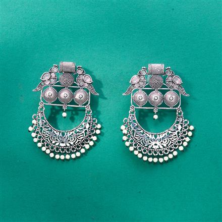 Peacock Earring With Oxidised Plating