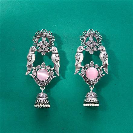 Peacock Earring With Oxidised Plating