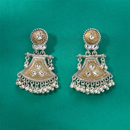 Oxidised Classic Earring With 2 Tone Plating