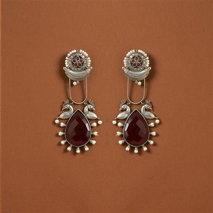 Peacock Earring With Oxidised Plating