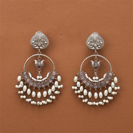 Moti Earring With Oxidised Plating