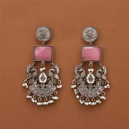 Peacock Earring With Oxidised Plating