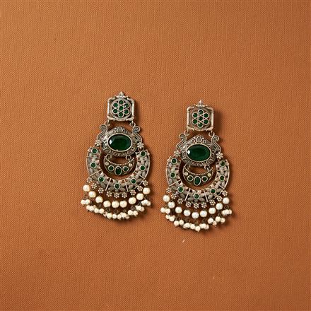 Moti Earring With Oxidised Plating