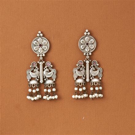 Peacock Earring With Oxidised Plating