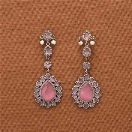 Moti Earring With Oxidised Plating