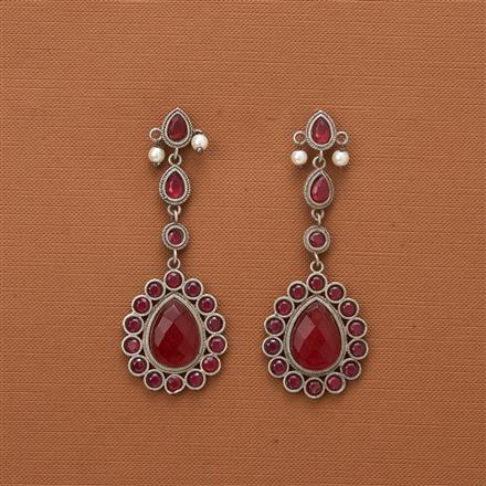 Moti Earring With Oxidised Plating