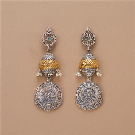 Oxidised Classic Earring With 2 Tone Plating