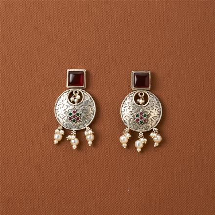 Pearl Earring With Oxidised Plating