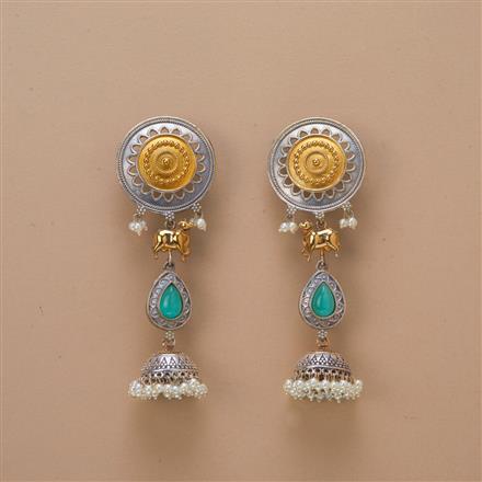 Oxidised Jhumki With 2 Tone Plating
