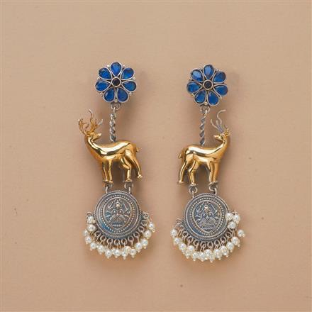 Oxidised Classic Earring With 2 Tone Plating