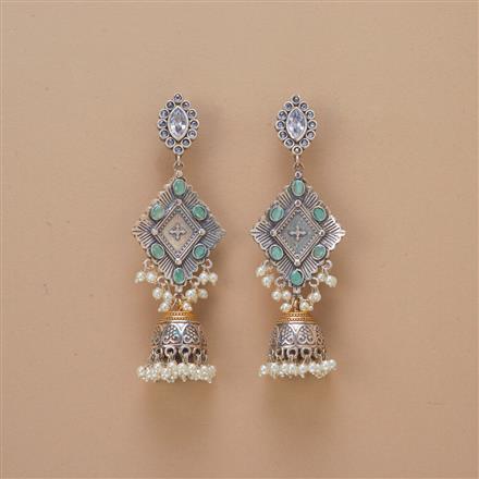 Oxidised Jhumki With 2 Tone Plating