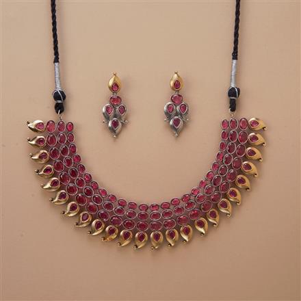 Oxidised Classic Necklace Set With 2 Tone Plating