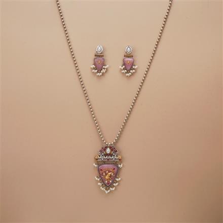 Oxidised Classic Pendant Set With 2 Tone Plating